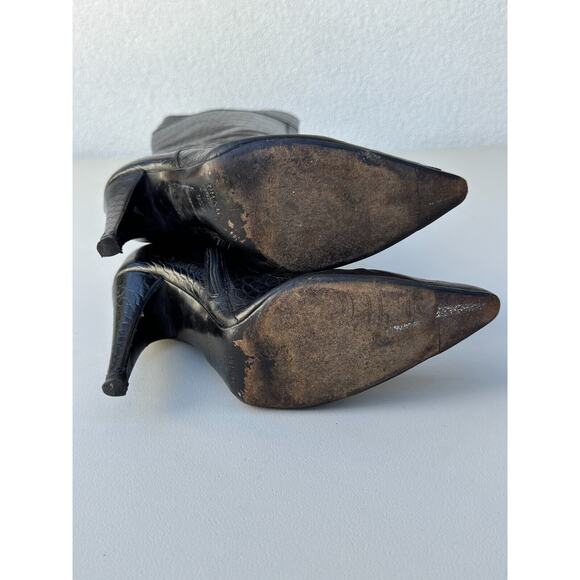 Prada // Sport Patent Embossed Boot – VSP Consignment Prada Black Croc-Embossed Ankle Boots